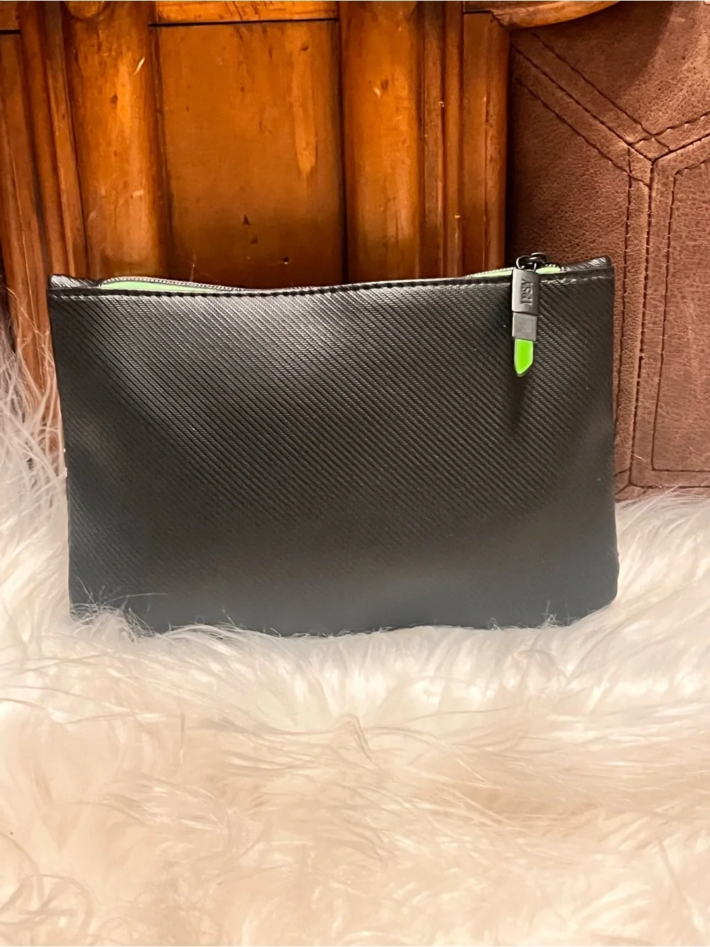 ipsy Black vampire lils with Green  makeup bag